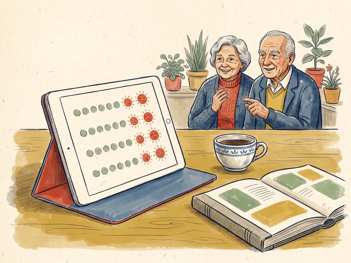 Ilustración de una tableta con un calendario de semanas con marcas de constancia.